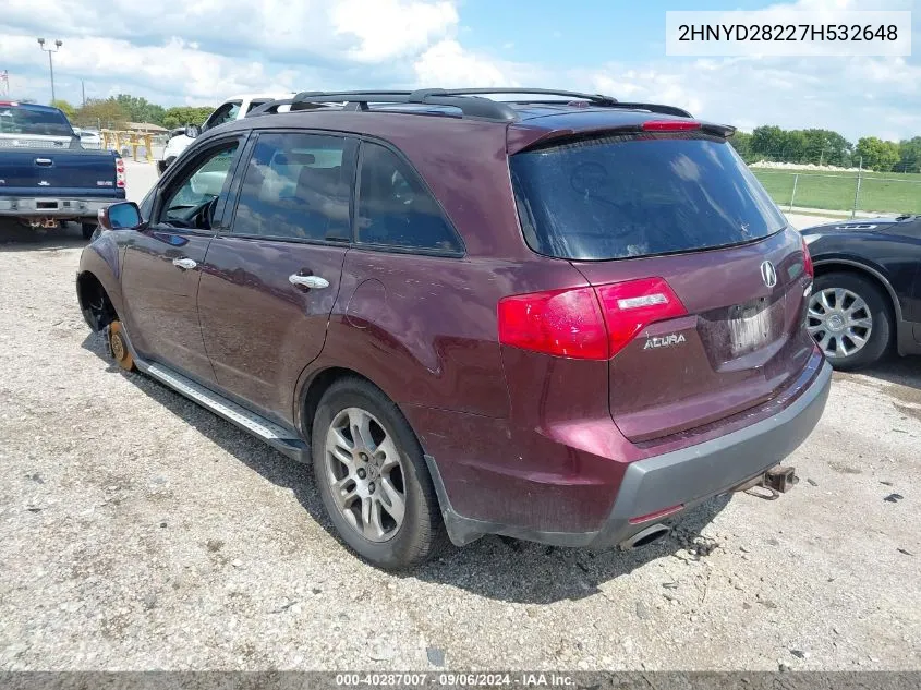 2007 Acura Mdx VIN: 2HNYD28227H532648 Lot: 40287007