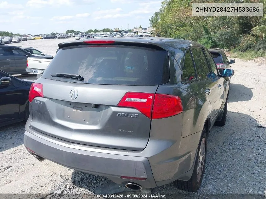 2007 Acura Mdx Technology Package VIN: 2HNYD28427H533686 Lot: 40312428