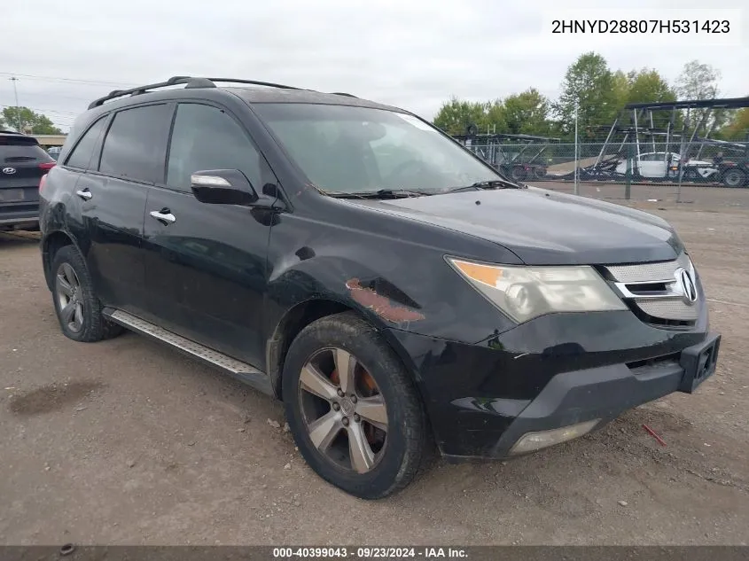 2007 Acura Mdx Sport VIN: 2HNYD28807H531423 Lot: 40399043