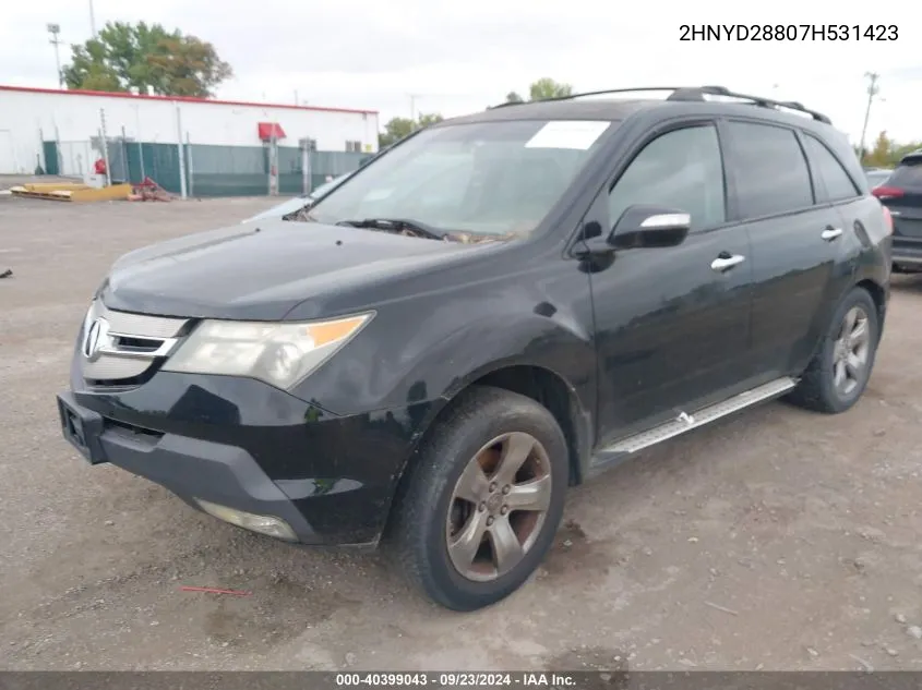 2007 Acura Mdx Sport VIN: 2HNYD28807H531423 Lot: 40399043