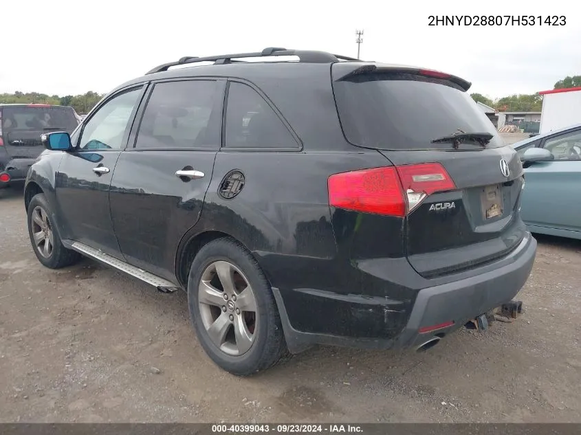 2007 Acura Mdx Sport VIN: 2HNYD28807H531423 Lot: 40399043