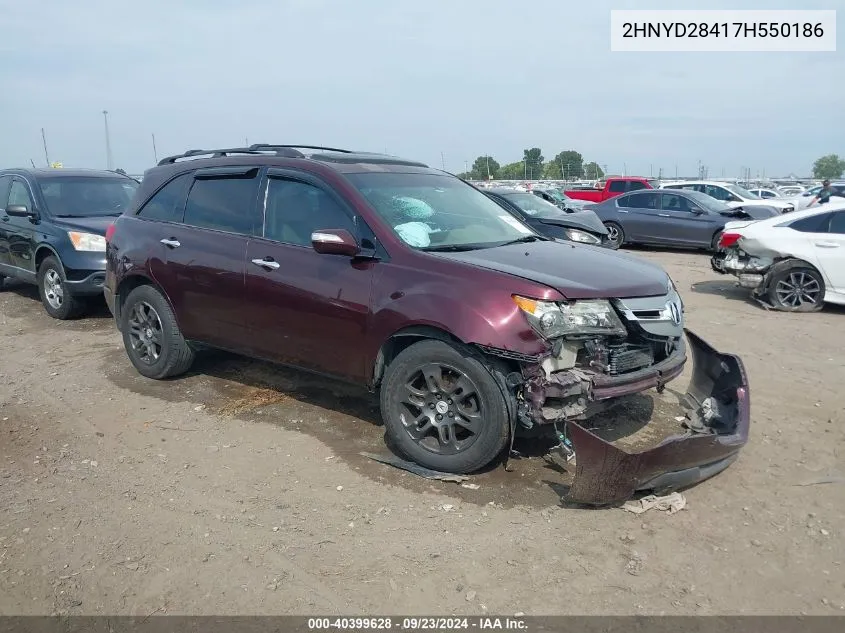 2007 Acura Mdx Technology Package VIN: 2HNYD28417H550186 Lot: 40399628