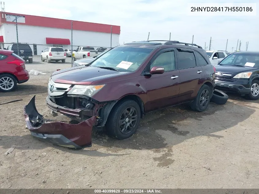 2007 Acura Mdx Technology Package VIN: 2HNYD28417H550186 Lot: 40399628