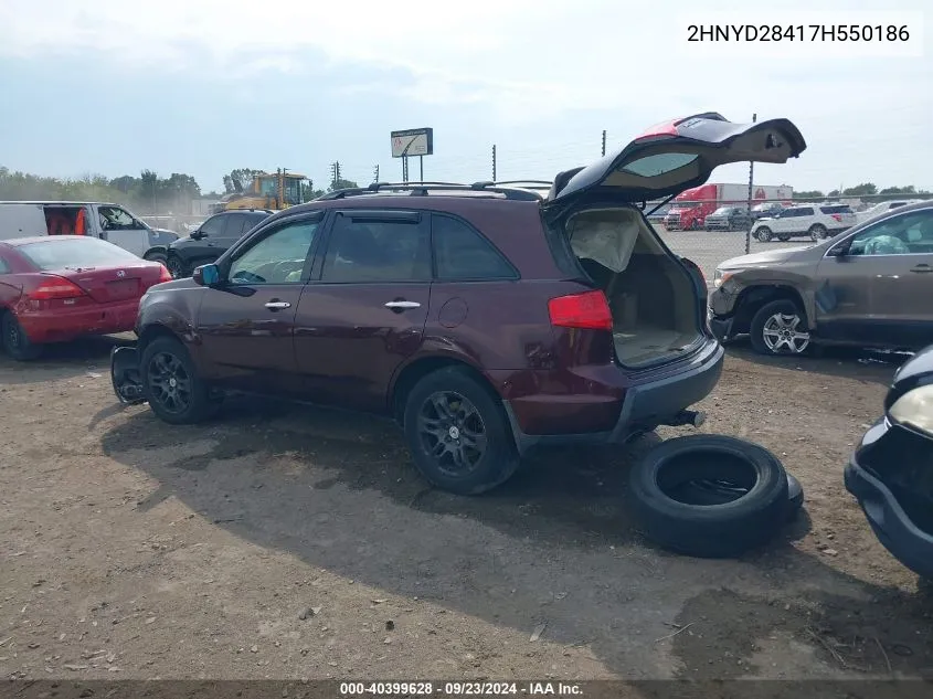 2007 Acura Mdx Technology Package VIN: 2HNYD28417H550186 Lot: 40399628