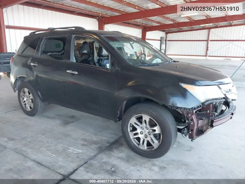 2007 Acura Mdx Technology Package VIN: 2HNYD28367H551910 Lot: 40407712