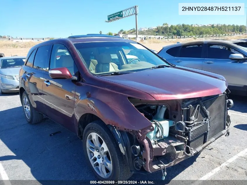 2007 Acura Mdx Technology Package VIN: 2HNYD28487H521137 Lot: 40428869