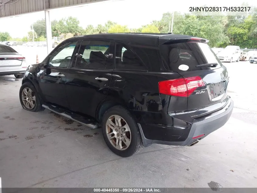 2007 Acura Mdx Technology VIN: 2HNYD28317H533217 Lot: 40445350