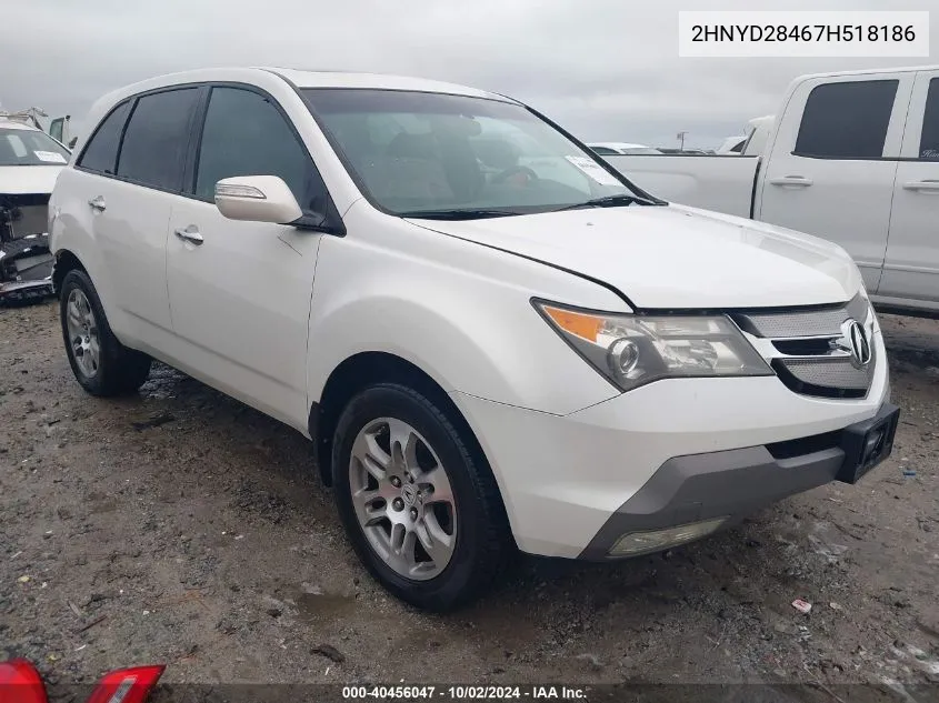 2007 Acura Mdx Technology Package VIN: 2HNYD28467H518186 Lot: 40456047