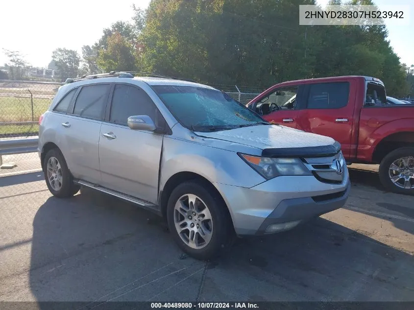 2007 Acura Mdx Technology Package VIN: 2HNYD28307H523942 Lot: 40489080