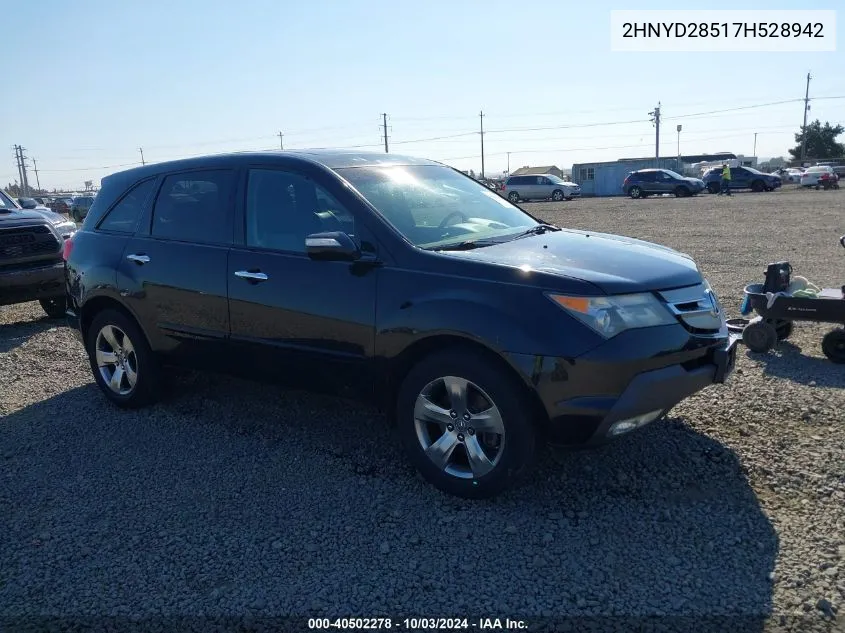 2007 Acura Mdx Sport Package VIN: 2HNYD28517H528942 Lot: 40502278