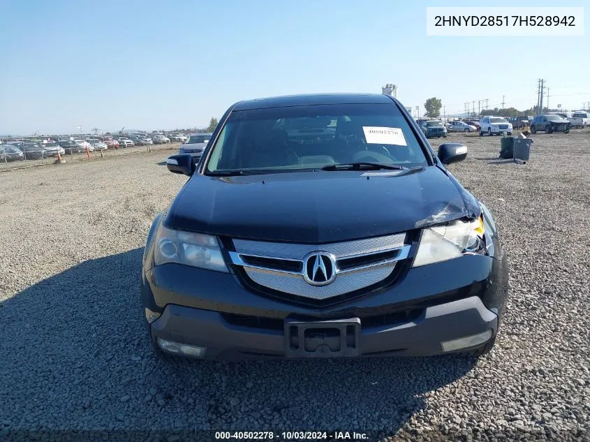 2007 Acura Mdx Sport Package VIN: 2HNYD28517H528942 Lot: 40502278