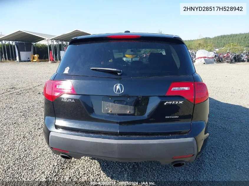 2007 Acura Mdx Sport Package VIN: 2HNYD28517H528942 Lot: 40502278