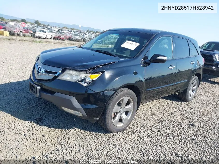 2007 Acura Mdx Sport Package VIN: 2HNYD28517H528942 Lot: 40502278