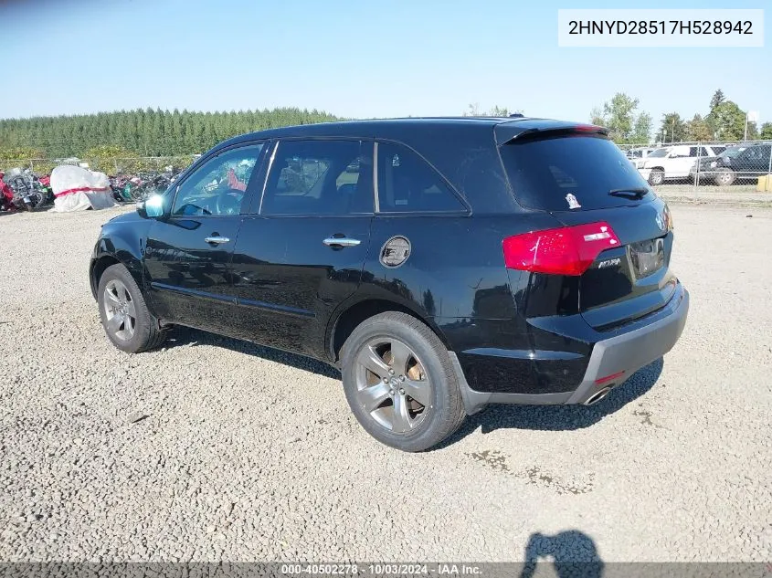 2007 Acura Mdx Sport Package VIN: 2HNYD28517H528942 Lot: 40502278