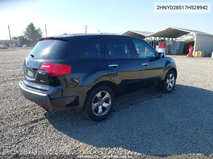 2007 Acura Mdx Sport Package VIN: 2HNYD28517H528942 Lot: 40502278