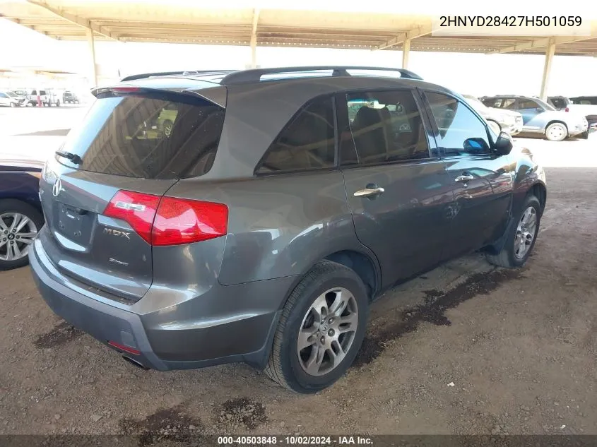 2007 Acura Mdx Technology Package VIN: 2HNYD28427H501059 Lot: 40503848