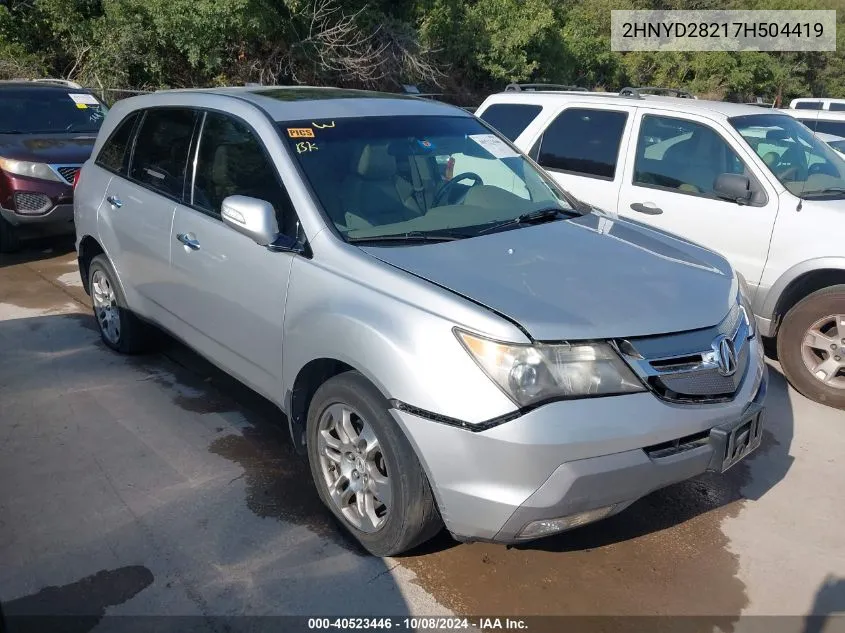 2007 Acura Mdx VIN: 2HNYD28217H504419 Lot: 40523446