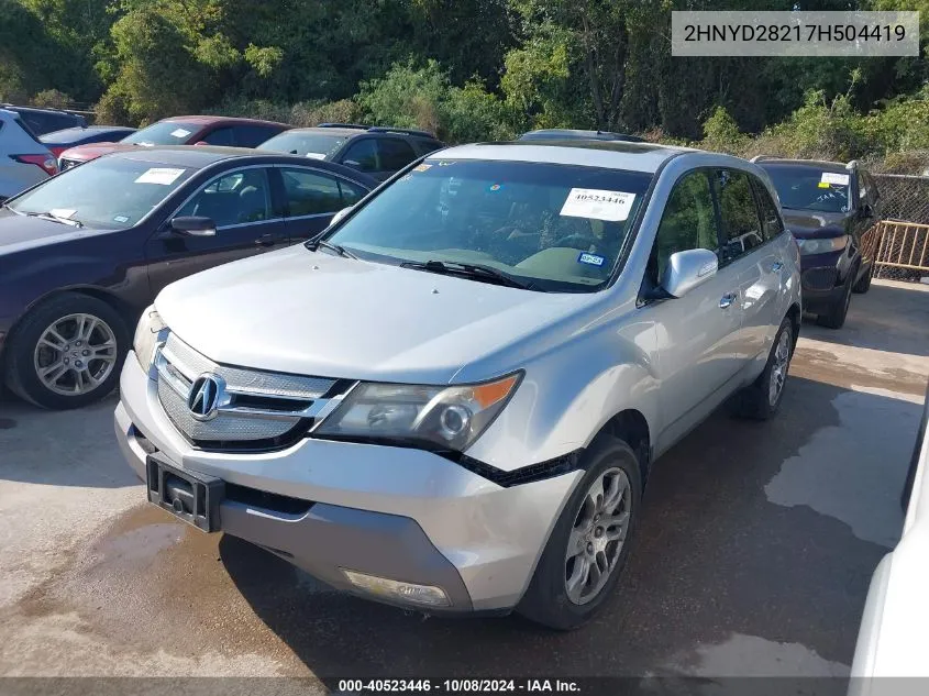 2007 Acura Mdx VIN: 2HNYD28217H504419 Lot: 40523446