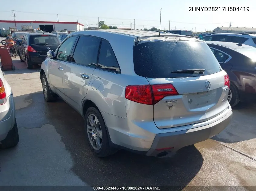 2007 Acura Mdx VIN: 2HNYD28217H504419 Lot: 40523446