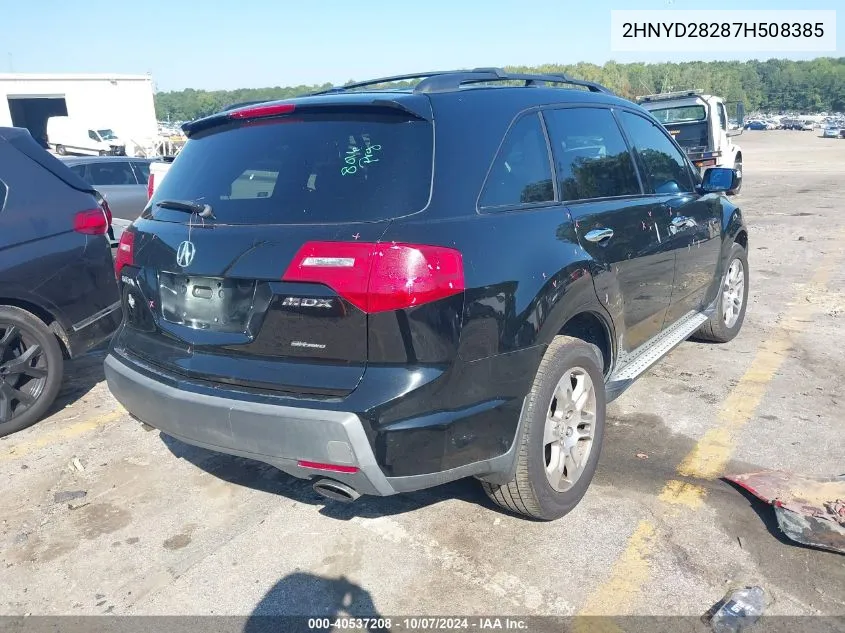 2007 Acura Mdx VIN: 2HNYD28287H508385 Lot: 40537208