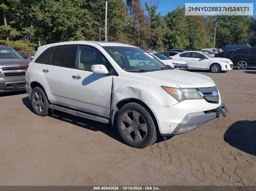 2007 Acura Mdx Sport Package VIN: 2HNYD28837H534171 Lot: 40543526