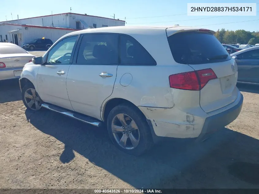 2007 Acura Mdx Sport Package VIN: 2HNYD28837H534171 Lot: 40543526