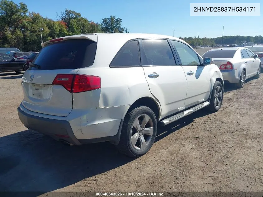 2007 Acura Mdx Sport Package VIN: 2HNYD28837H534171 Lot: 40543526