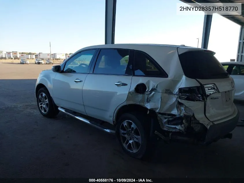 2007 Acura Mdx Technology Package VIN: 2HNYD28357H518770 Lot: 40558176