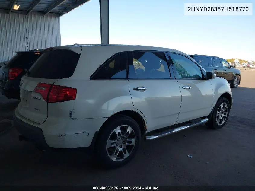 2007 Acura Mdx Technology Package VIN: 2HNYD28357H518770 Lot: 40558176