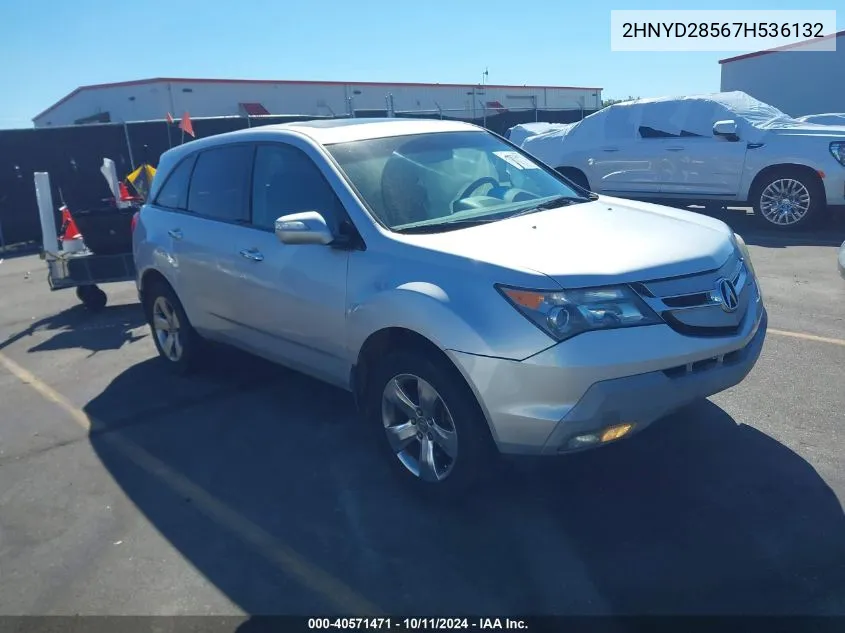 2007 Acura Mdx Sport Package VIN: 2HNYD28567H536132 Lot: 40571471