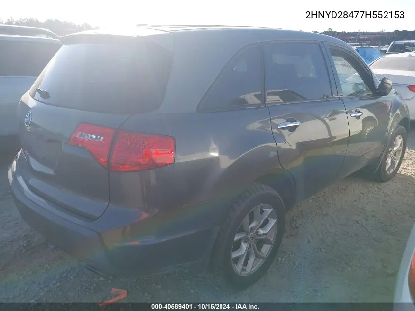 2007 Acura Mdx Technology VIN: 2HNYD28477H552153 Lot: 40589401