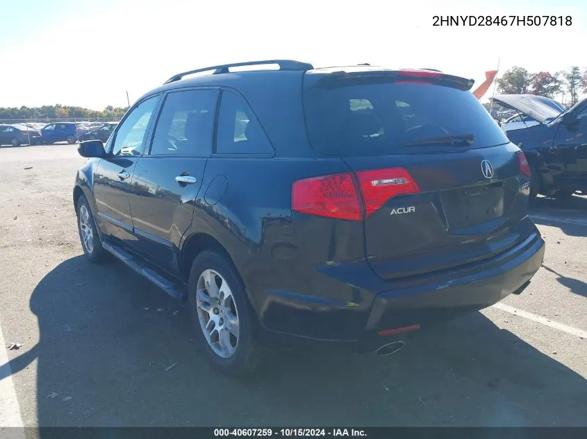 2007 Acura Mdx Technology Package VIN: 2HNYD28467H507818 Lot: 40607259