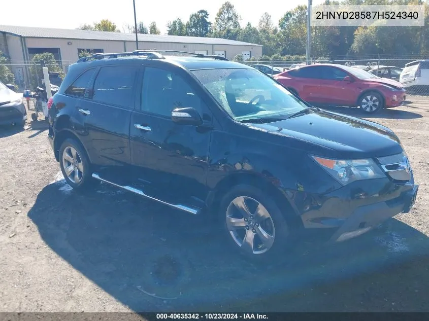 2007 Acura Mdx Sport Package VIN: 2HNYD28587H524340 Lot: 40635342