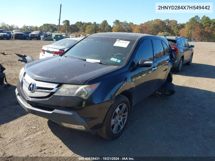 2007 Acura Mdx Technology VIN: 2HNYD284X7H549442 Lot: 40638431