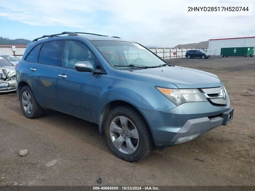 2007 Acura Mdx Sport Package VIN: 2HNYD28517H520744 Lot: 40665000