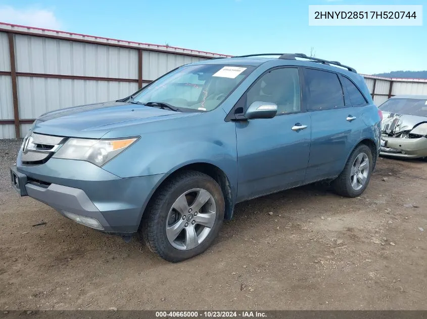 2007 Acura Mdx Sport Package VIN: 2HNYD28517H520744 Lot: 40665000