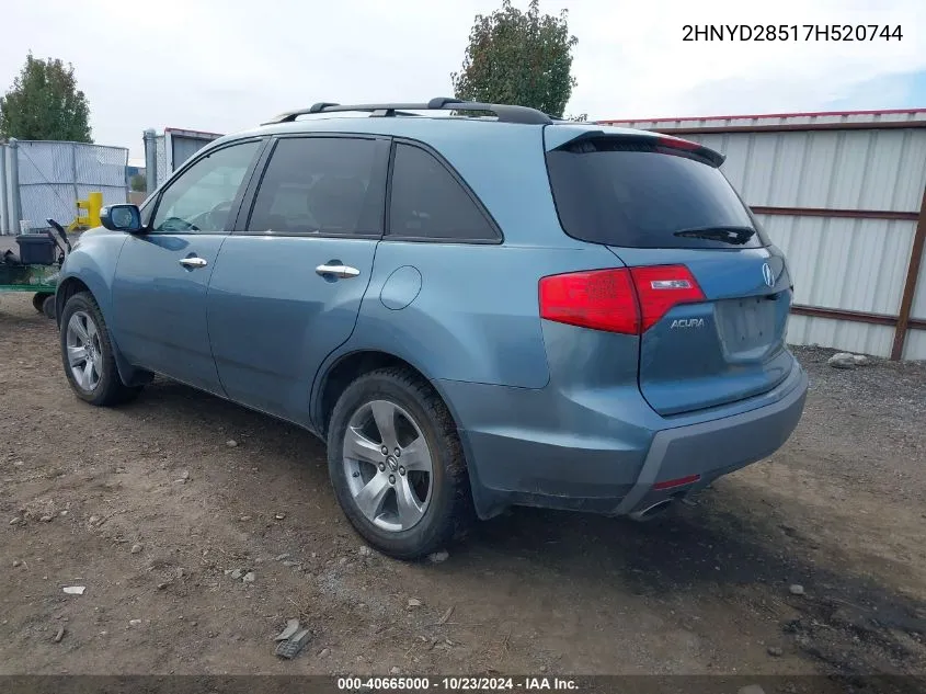 2007 Acura Mdx Sport Package VIN: 2HNYD28517H520744 Lot: 40665000