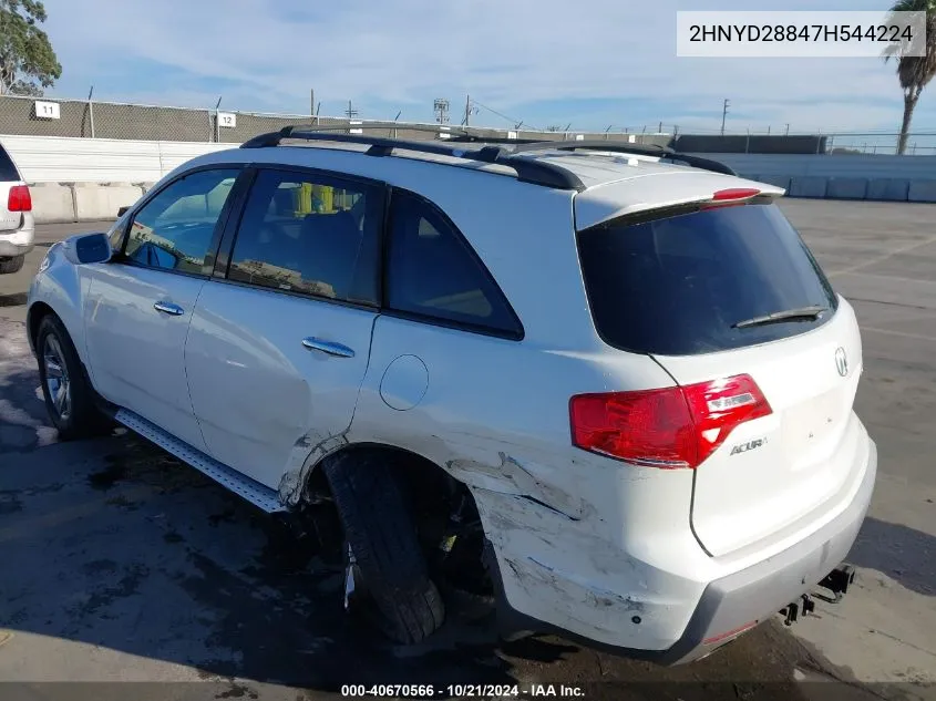 2007 Acura Mdx Sport Package VIN: 2HNYD28847H544224 Lot: 40670566