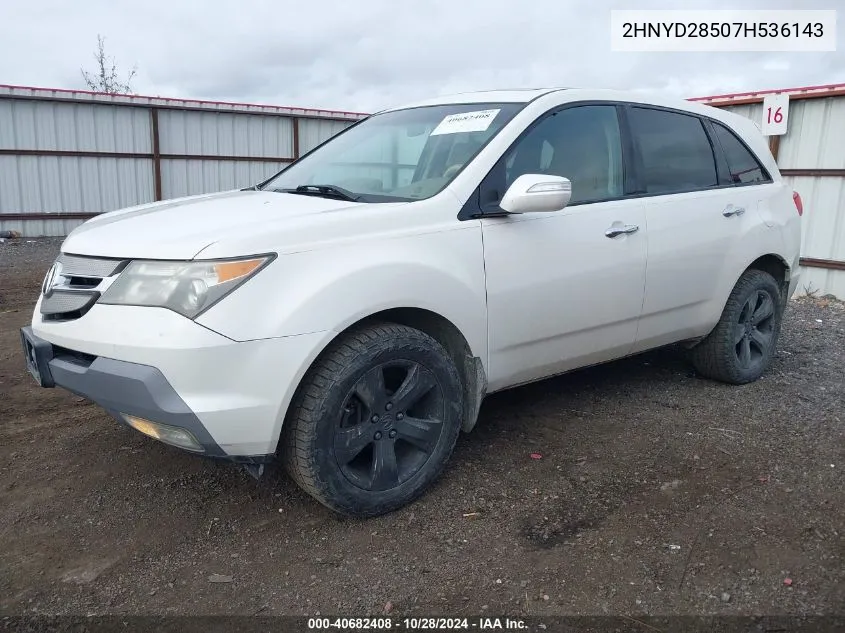 2007 Acura Mdx Sport Package VIN: 2HNYD28507H536143 Lot: 40682408