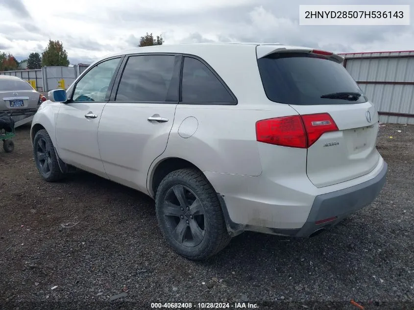 2007 Acura Mdx Sport Package VIN: 2HNYD28507H536143 Lot: 40682408