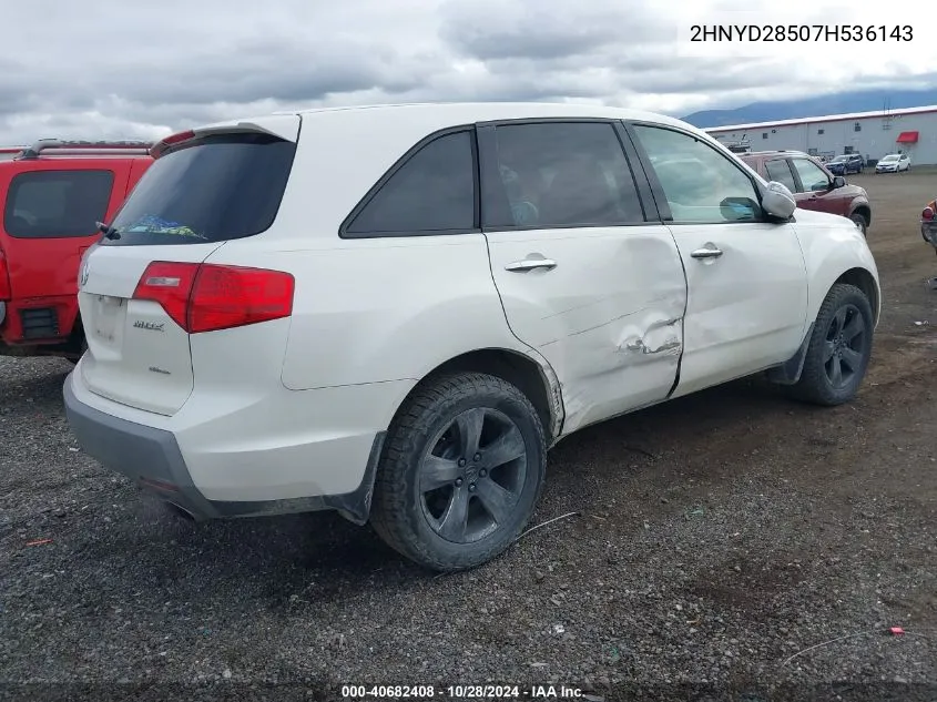 2007 Acura Mdx Sport Package VIN: 2HNYD28507H536143 Lot: 40682408