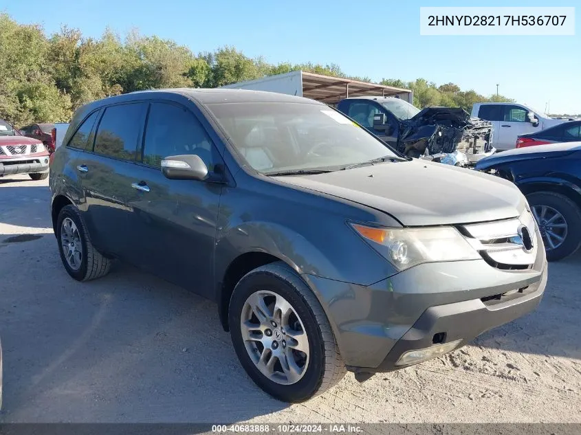 2007 Acura Mdx VIN: 2HNYD28217H536707 Lot: 40683888