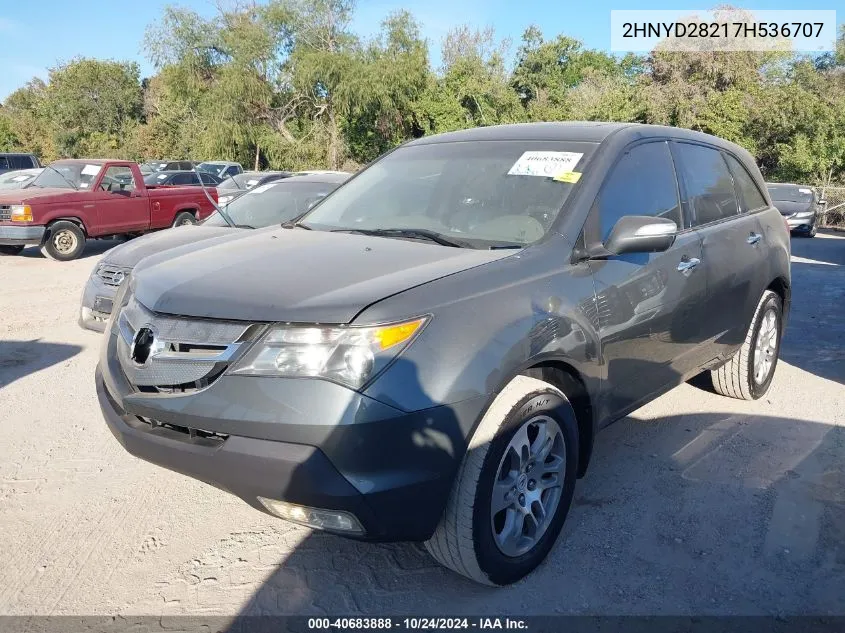 2007 Acura Mdx VIN: 2HNYD28217H536707 Lot: 40683888