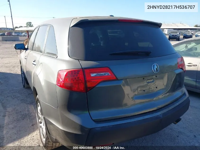 2007 Acura Mdx VIN: 2HNYD28217H536707 Lot: 40683888