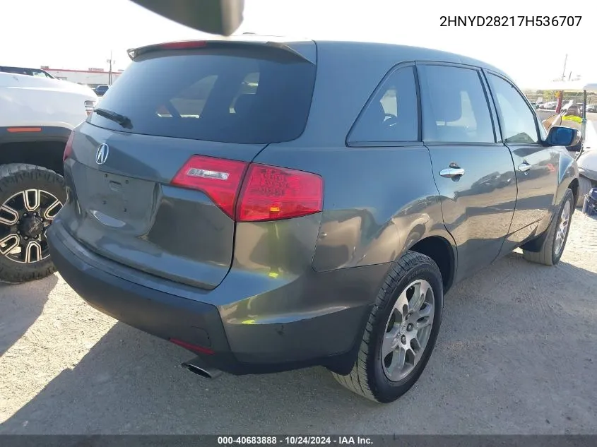 2007 Acura Mdx VIN: 2HNYD28217H536707 Lot: 40683888