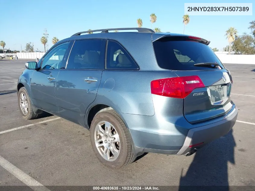 2007 Acura Mdx Technology Package VIN: 2HNYD283X7H507389 Lot: 40693635