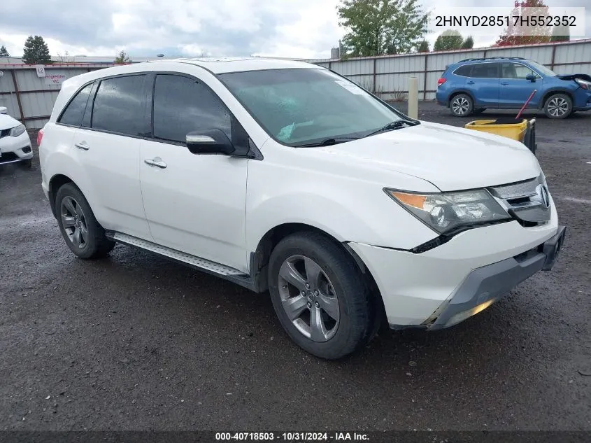 2007 Acura Mdx Sport Package VIN: 2HNYD28517H552352 Lot: 40718503