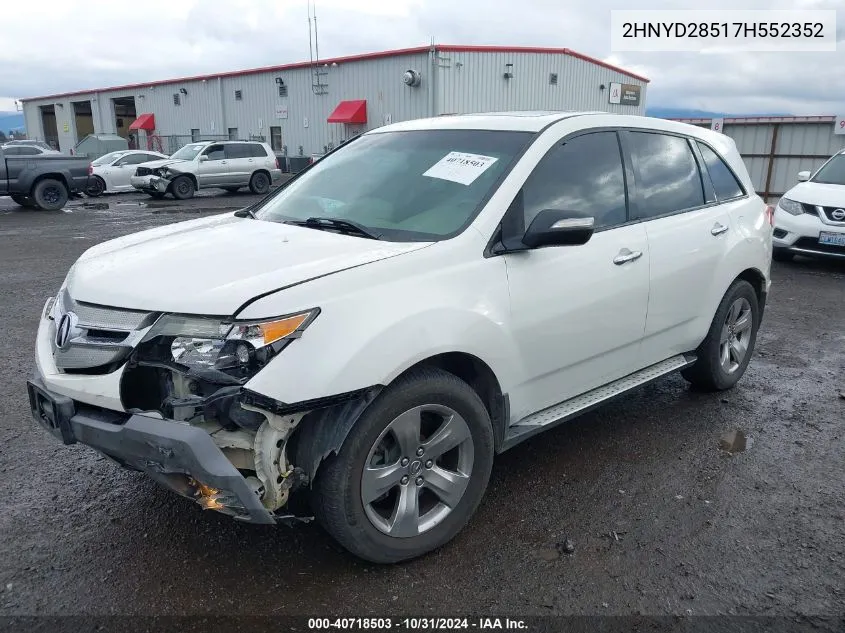 2007 Acura Mdx Sport Package VIN: 2HNYD28517H552352 Lot: 40718503