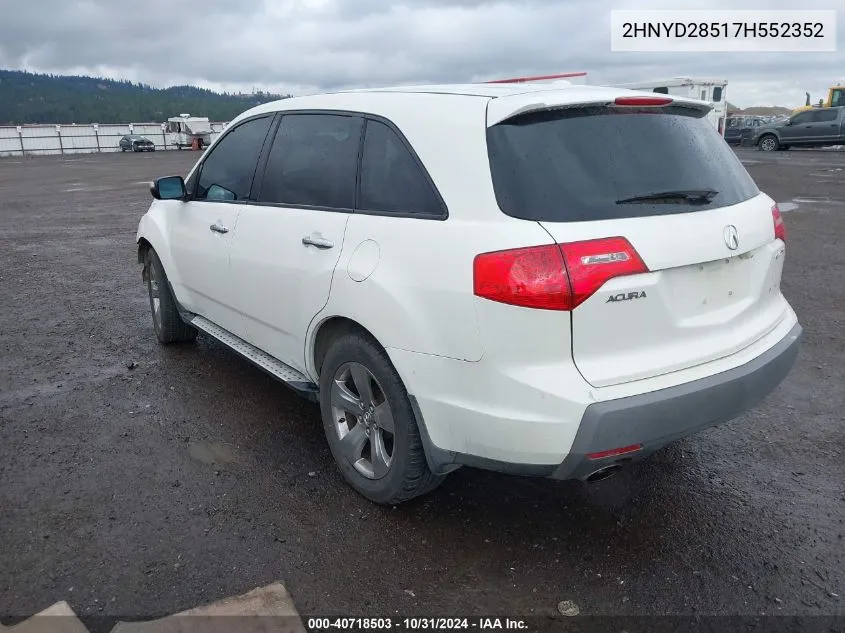 2007 Acura Mdx Sport Package VIN: 2HNYD28517H552352 Lot: 40718503