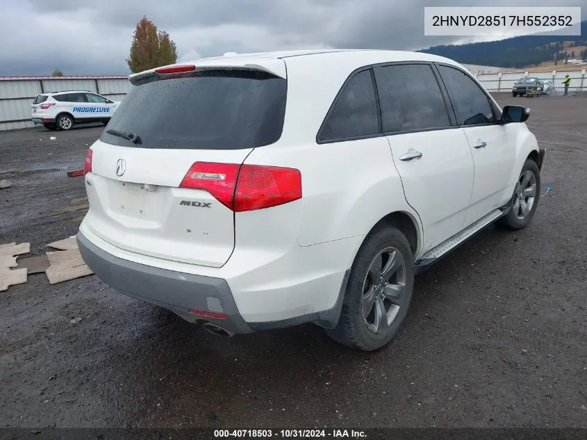 2007 Acura Mdx Sport Package VIN: 2HNYD28517H552352 Lot: 40718503